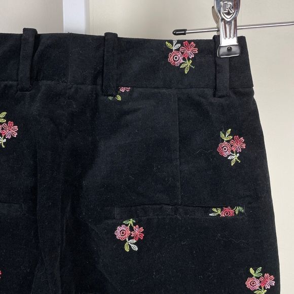 The Kooples Paris Pants Black Velvet Embroidered Floral Flower EU 32 US 2‎ - Picture 6 of 7
